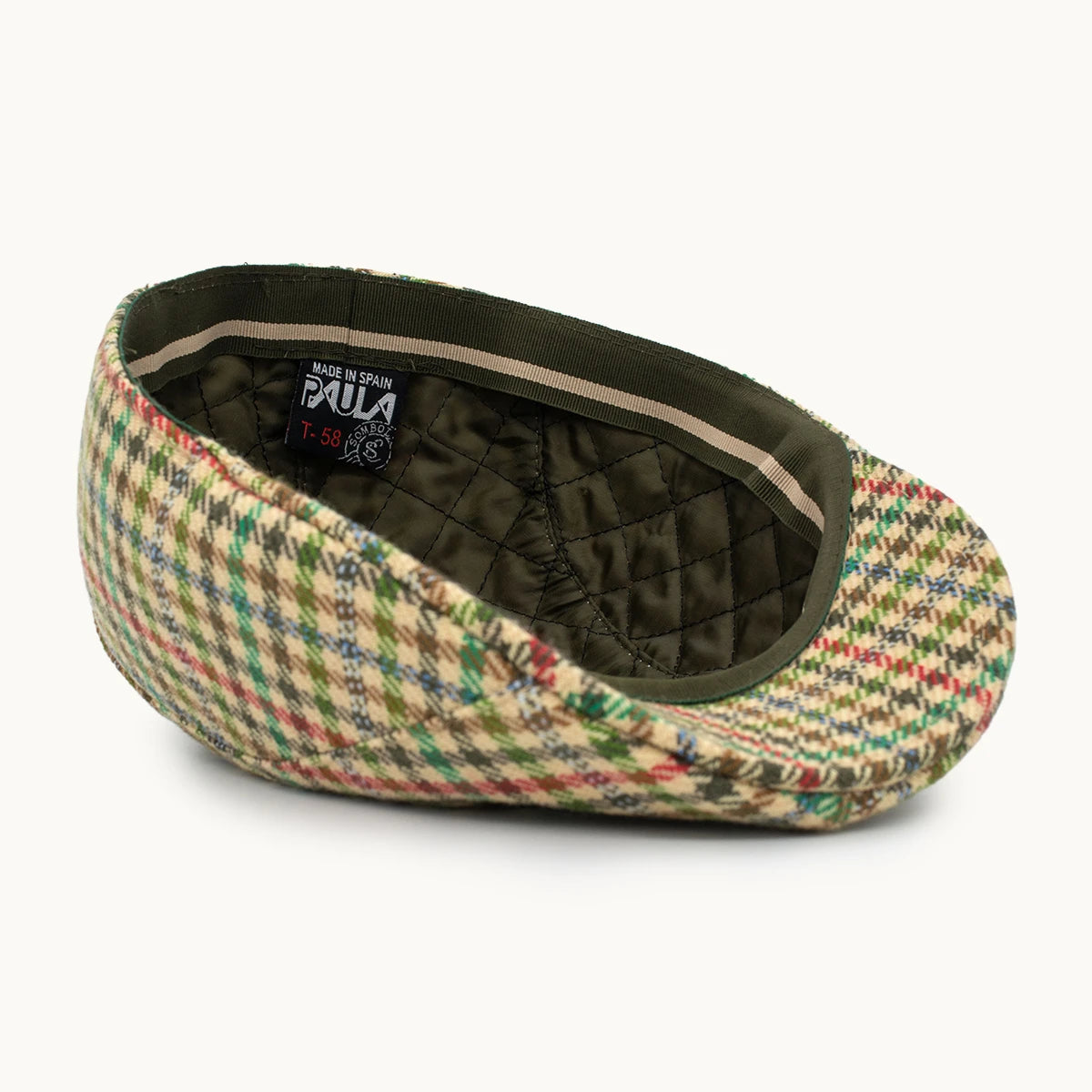 Gorra Paula Original Equestrian Cashmere Verde y Rojo vista lateral - sompaula