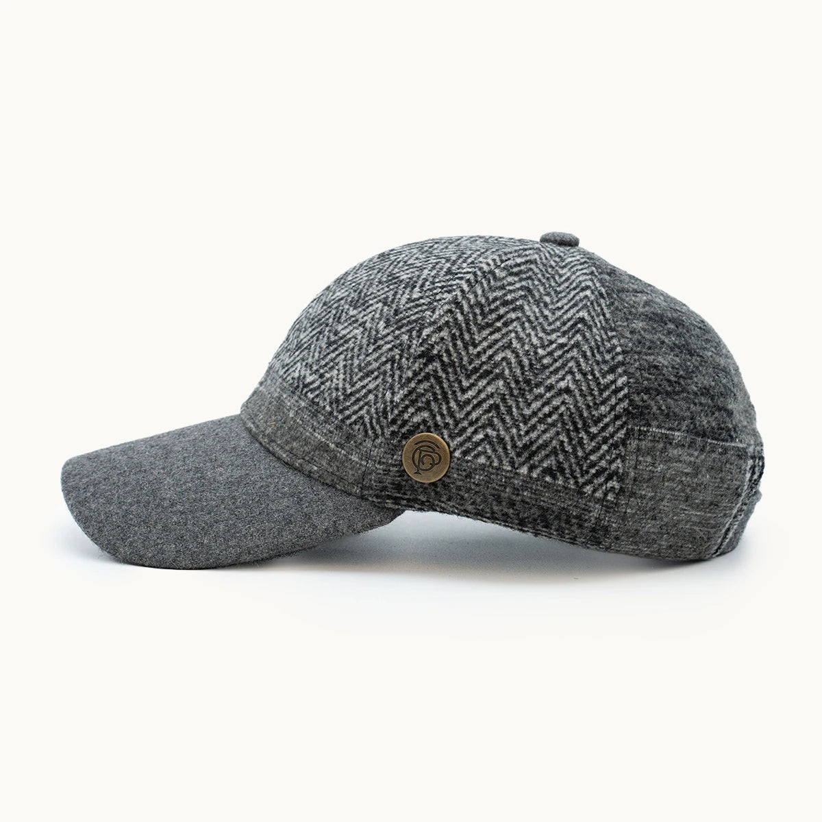 Gorra Paula Clásic Herringbone Patchwork Gris vista lateral - sompaula