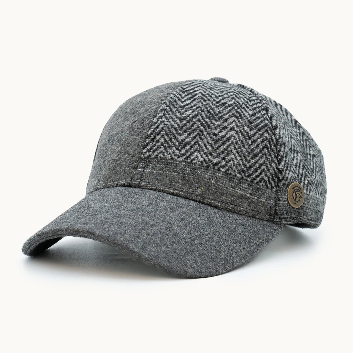 Gorra Paula Clásic Herringbone Patchwork Gris vista frontal - sompaula