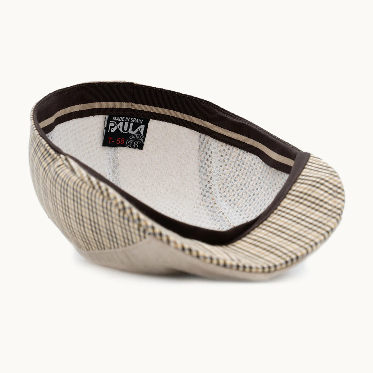 interior gorra algodón beige claro con forro transpirable