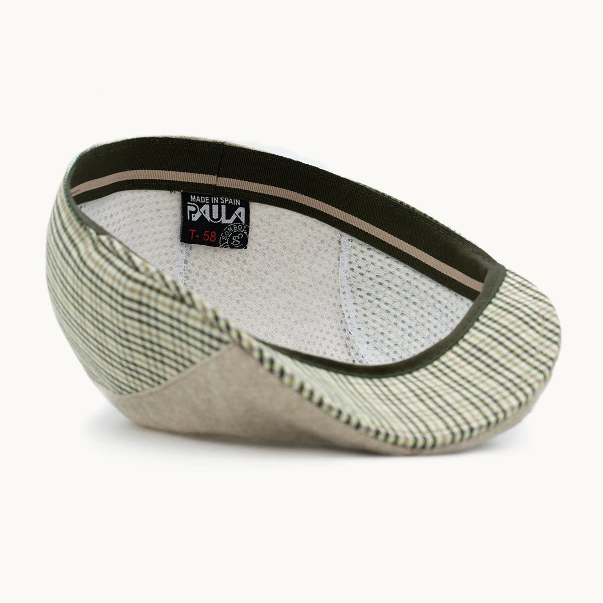interior gorra algodón beige con forro transpirable