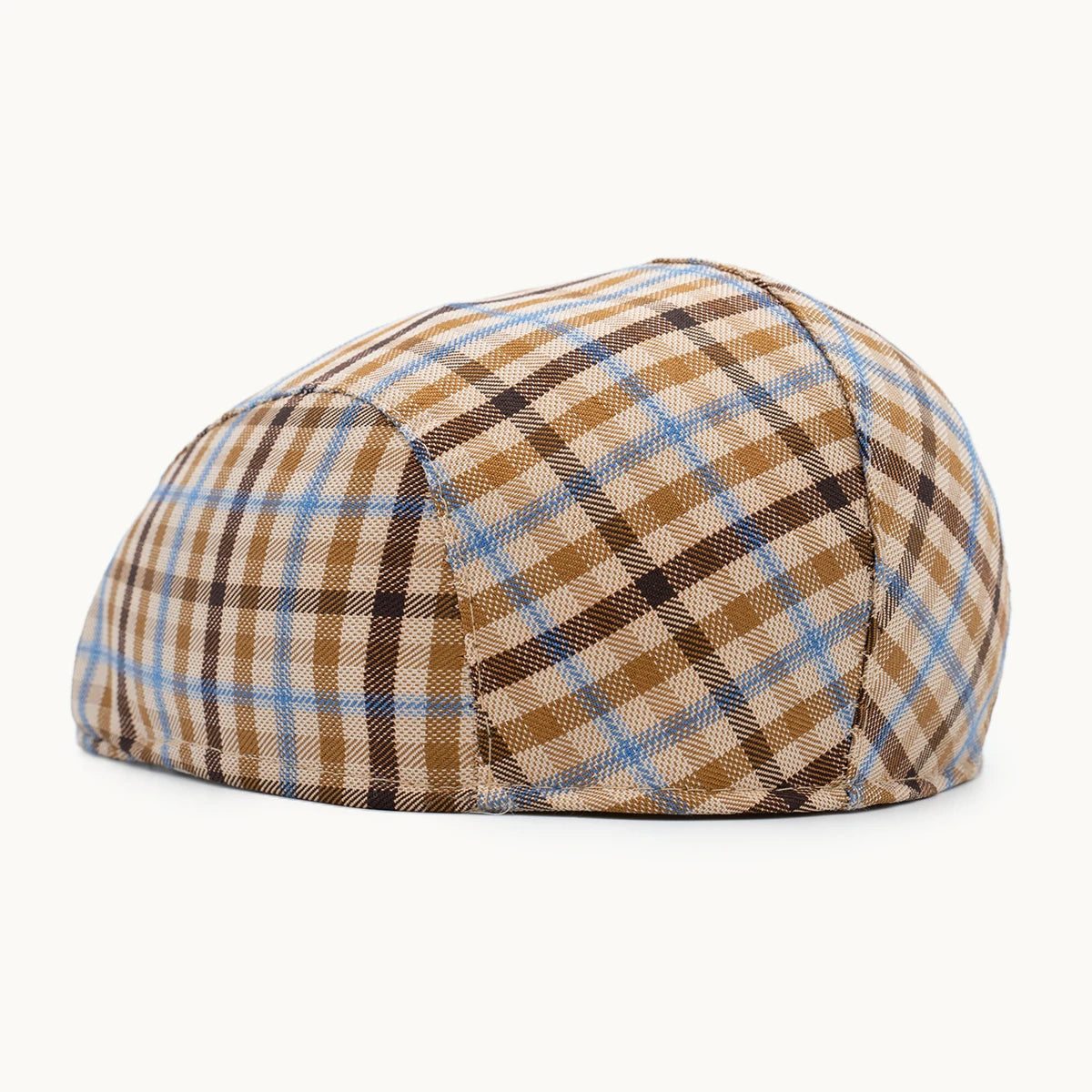 gorra cuadros arena y azul parte trasera ajuste