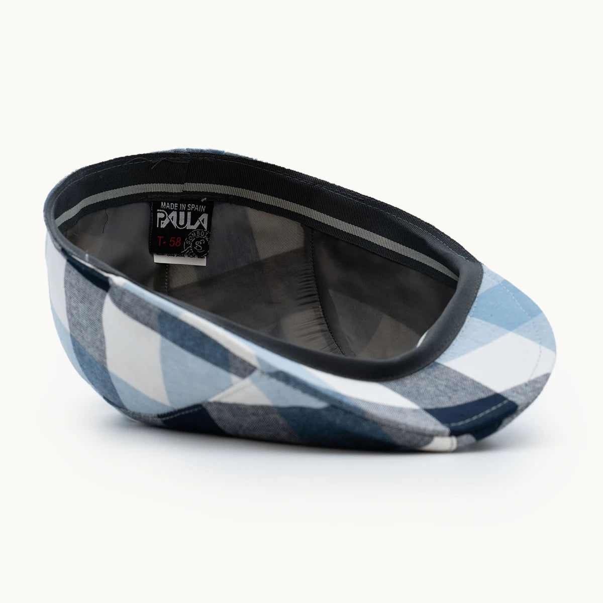 interior gorra cuadros azul claro algodón transpirable y ligera