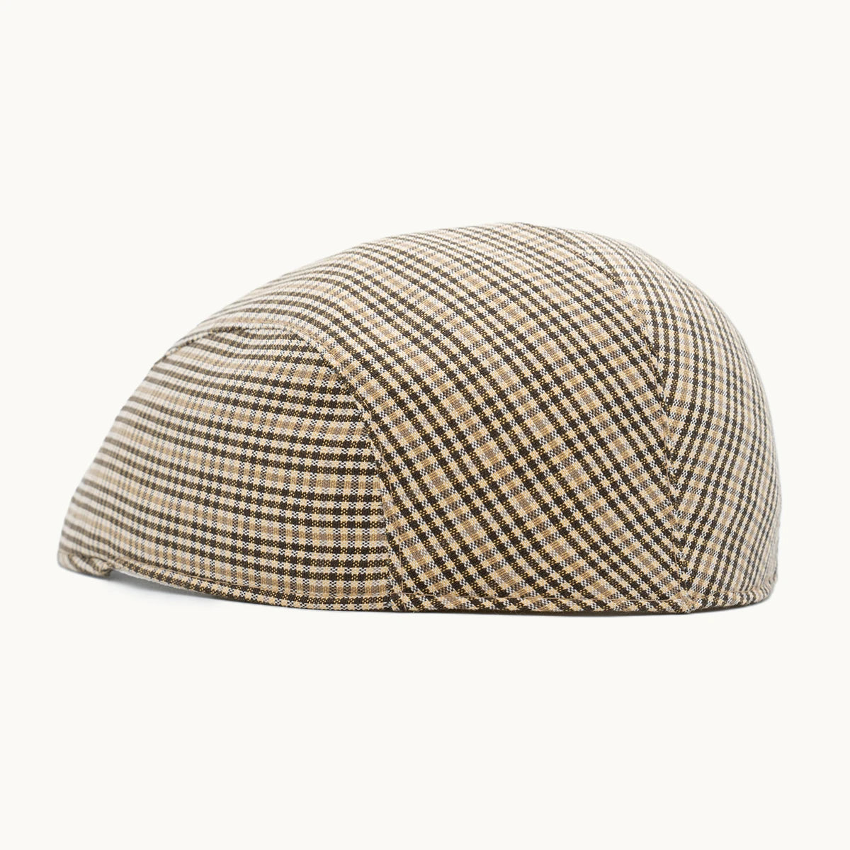 gorra cuadros beige parte trasera ajuste