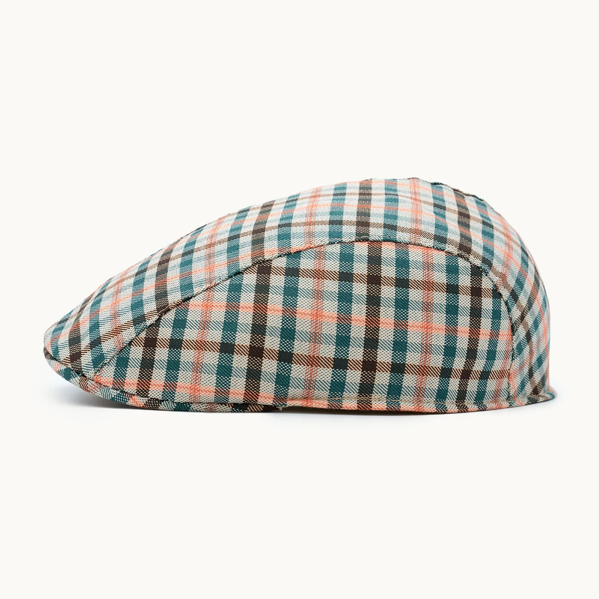gorra cuadros verdes vista lateral algodón