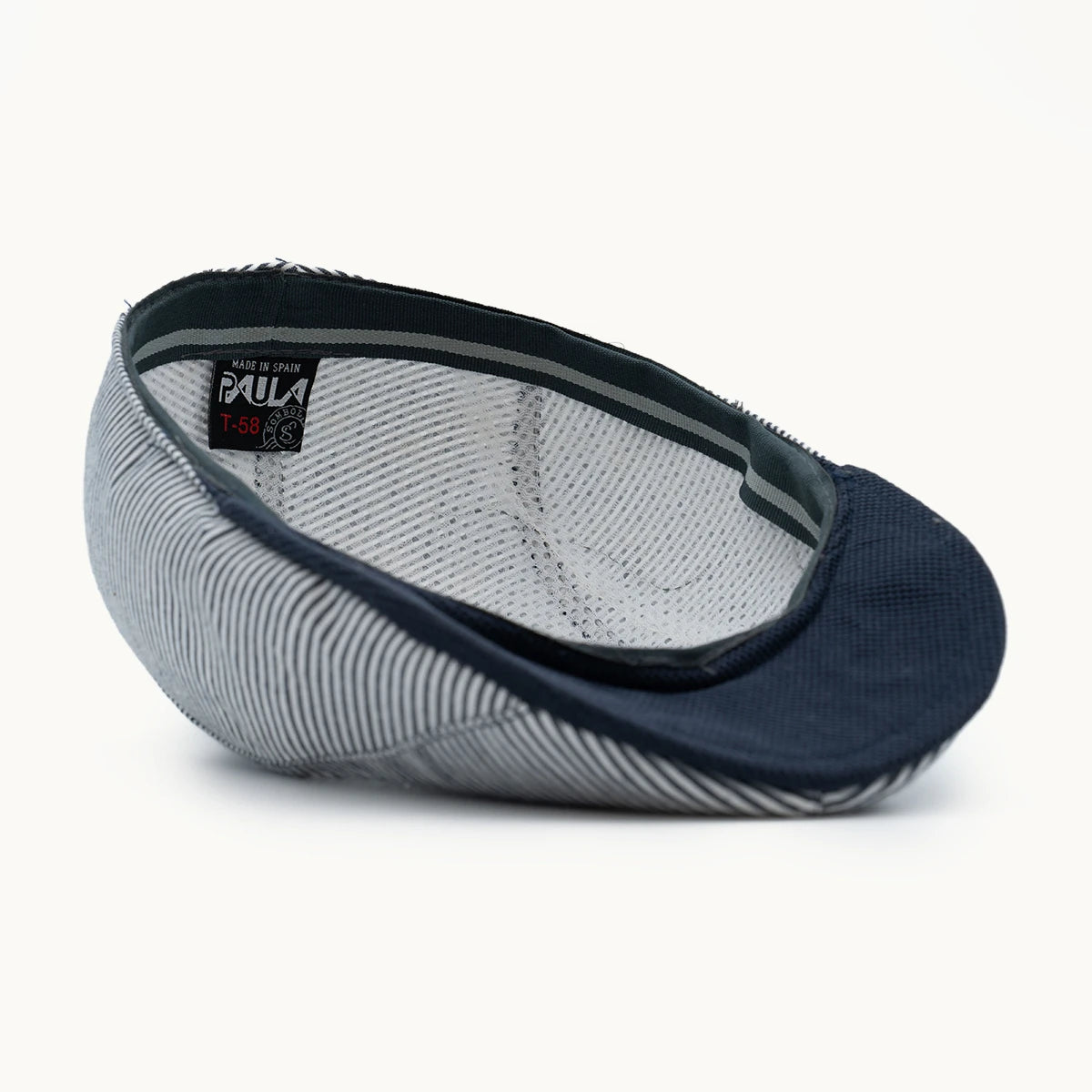 interior gorra rayas azul marino algodón transpirable y ligera