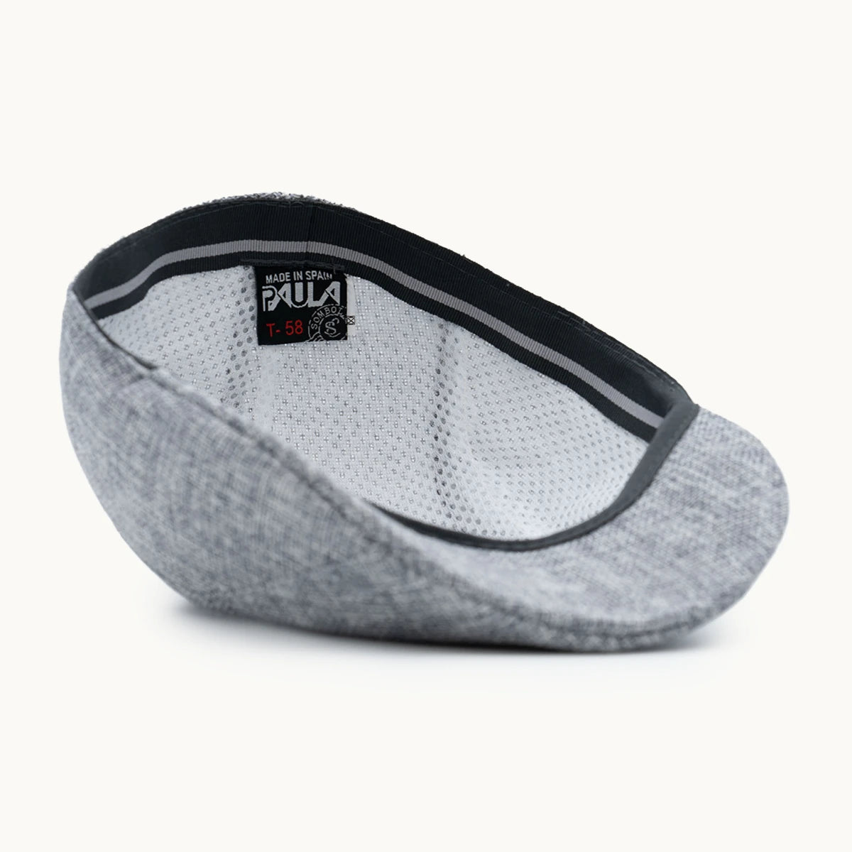 interior gorra lino gris claro con forro transpirable