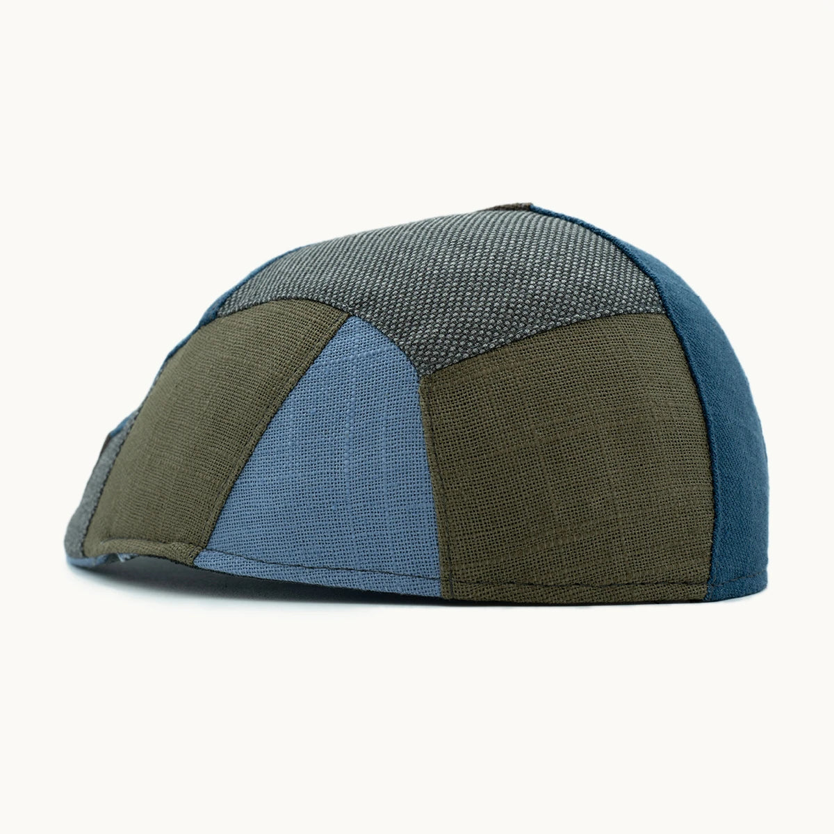 gorra patchwork parte trasera azul y tierra ajuste