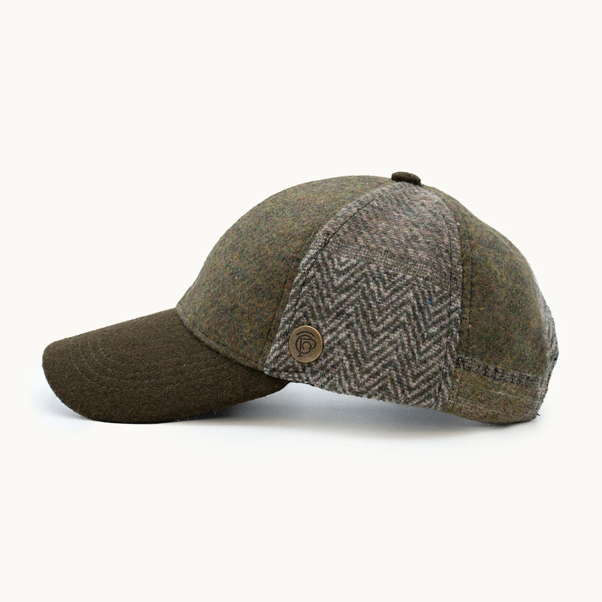 Gorra Paula Clásic Patchwork Verde y Tierra vista lateral - sompaula