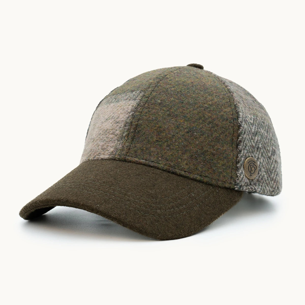 Gorra Paula Clásic Patchwork Verde y Tierra vista frontal - sompaula