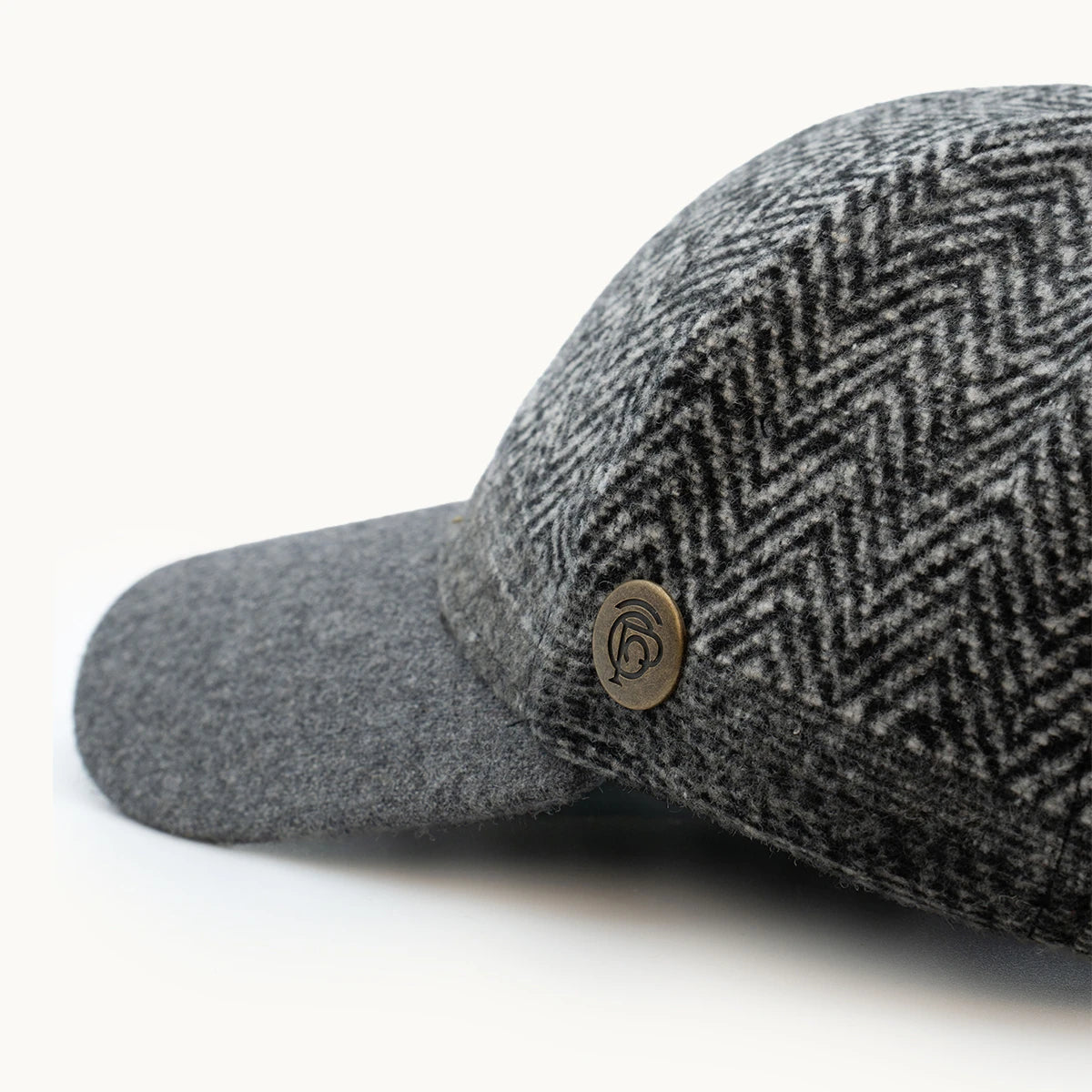 Gorra Paula Clásic Herringbone Patchwork Gris vista lateral - sompaula
