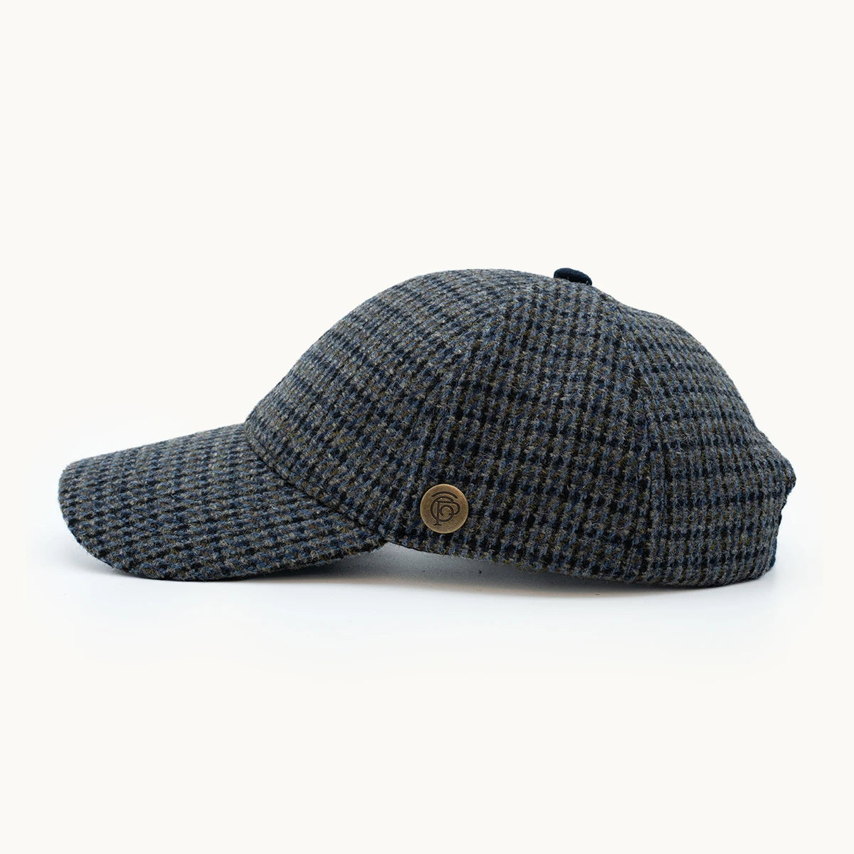 Gorra Paula Clásic Equestrian Azul y Gris vista lateral - sompaula