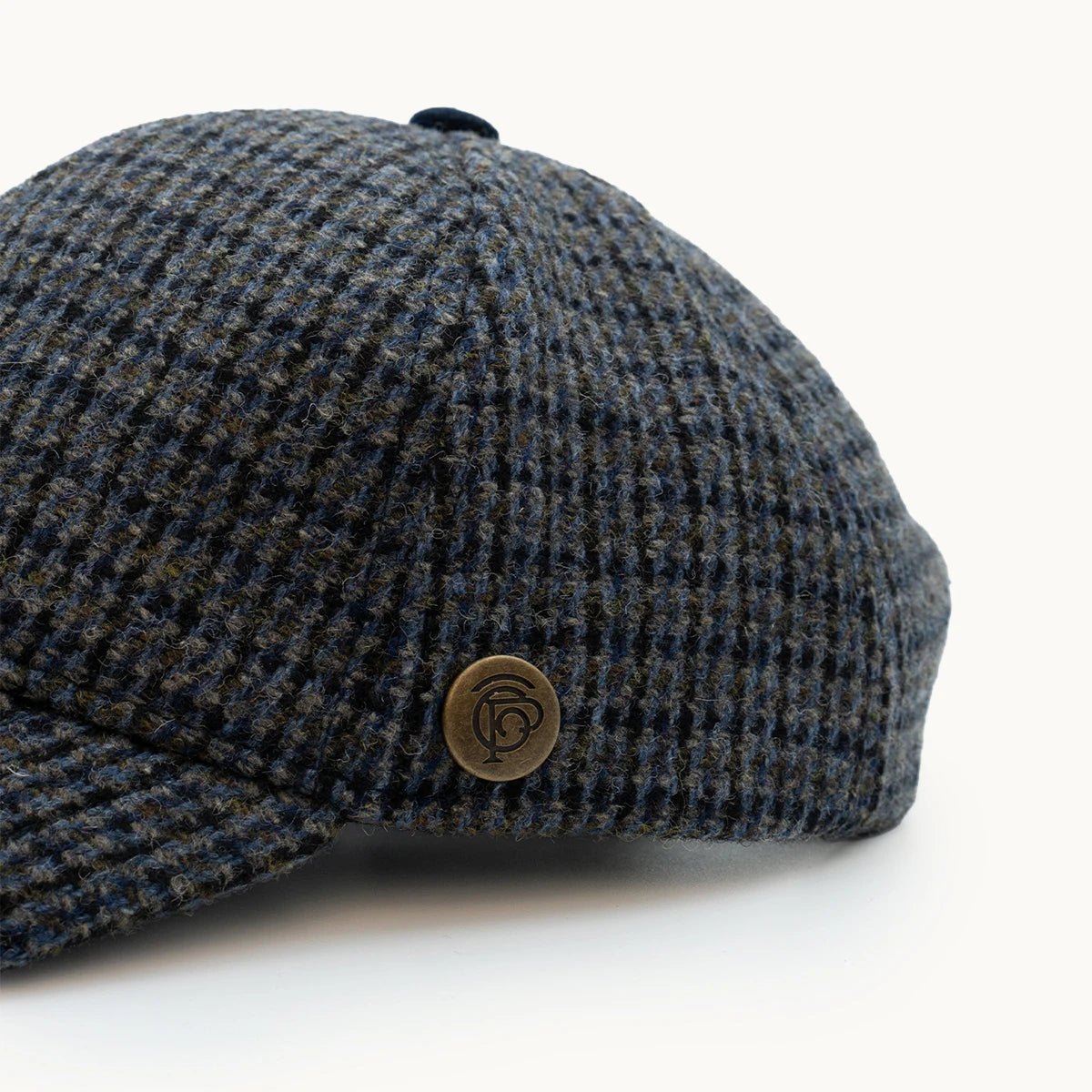 Gorra Paula Clásic Equestrian Azul y Gris vista lateral - sompaula