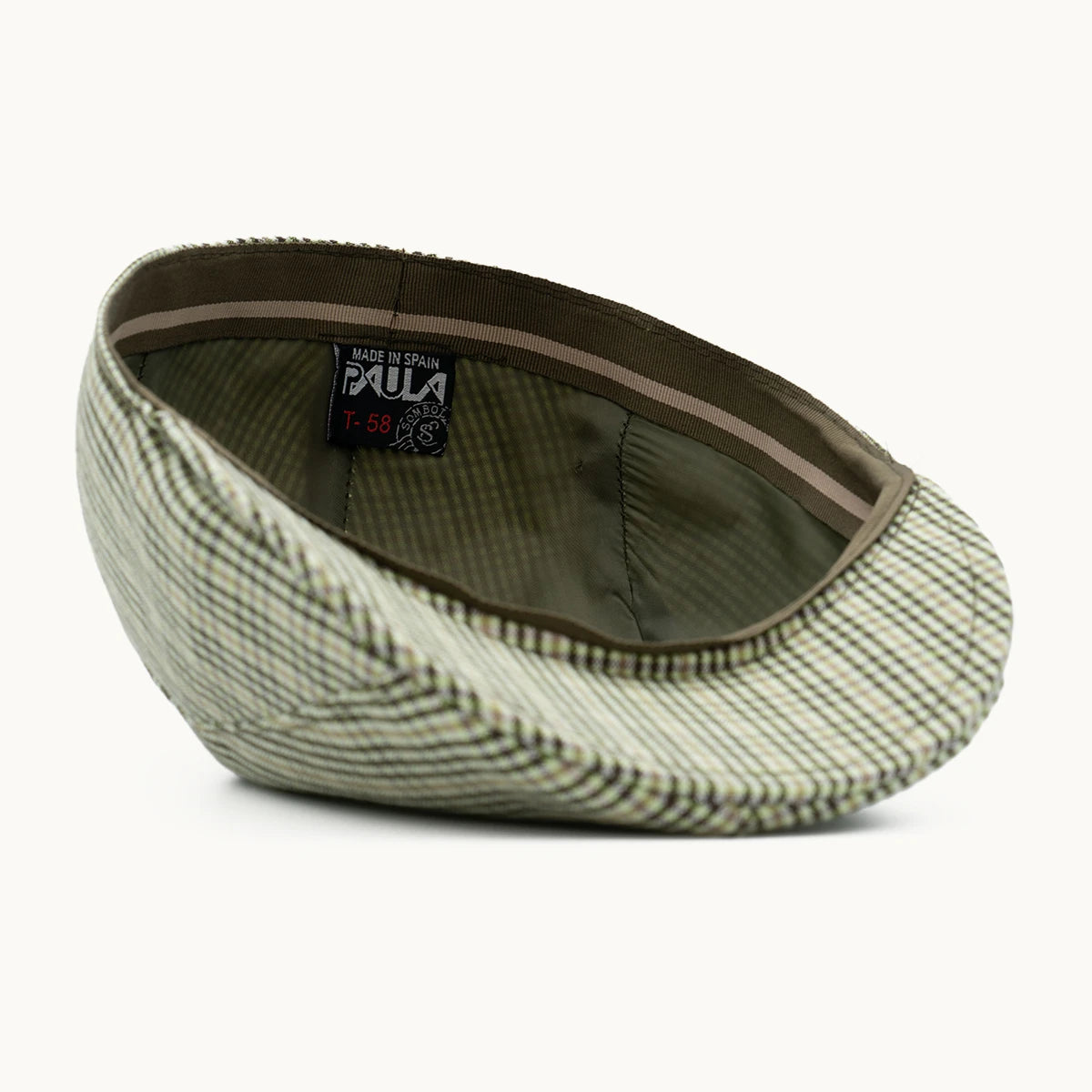 interior gorra cuadros gris con forro transpirable
