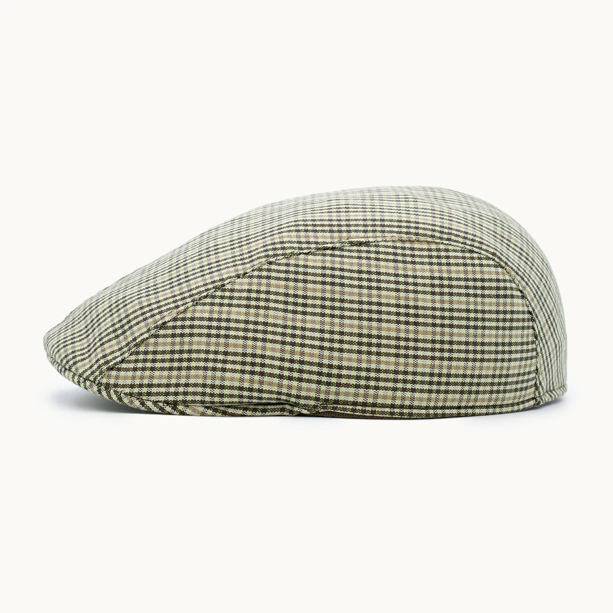 gorra cuadros gris vista lateral algodón