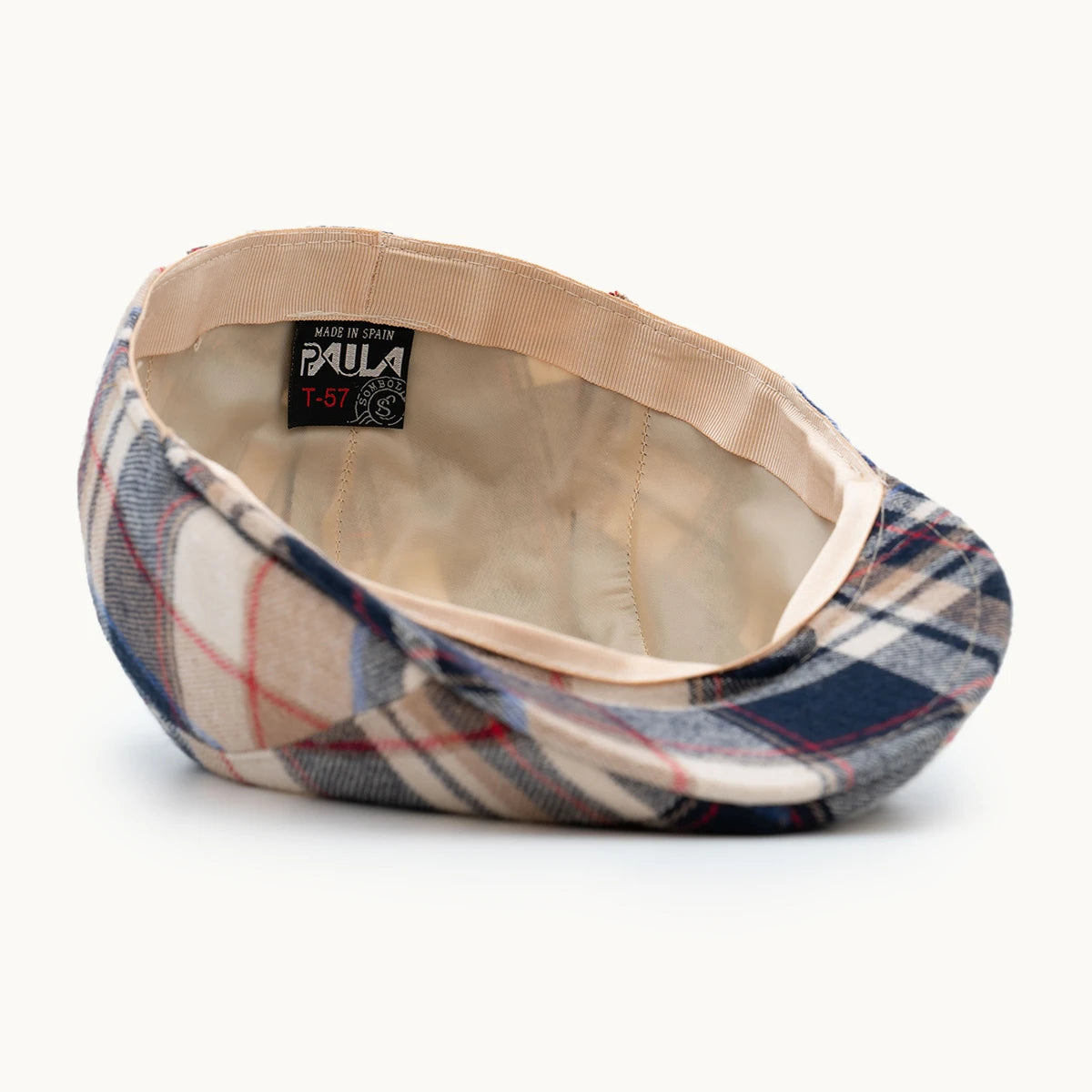 interior gorra tartán beige algodón transpirable y ligera